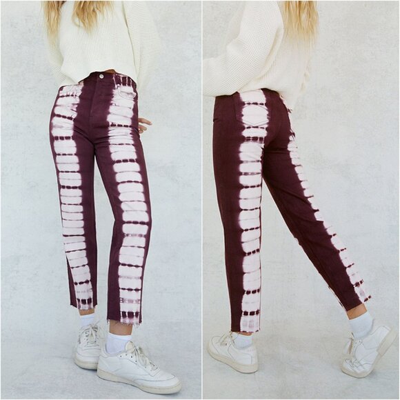 PacSun Eco Raspberry Tie-Dye Button-Fly High-Rise Straight Colored Denim - 25 - Picture 1 of 12